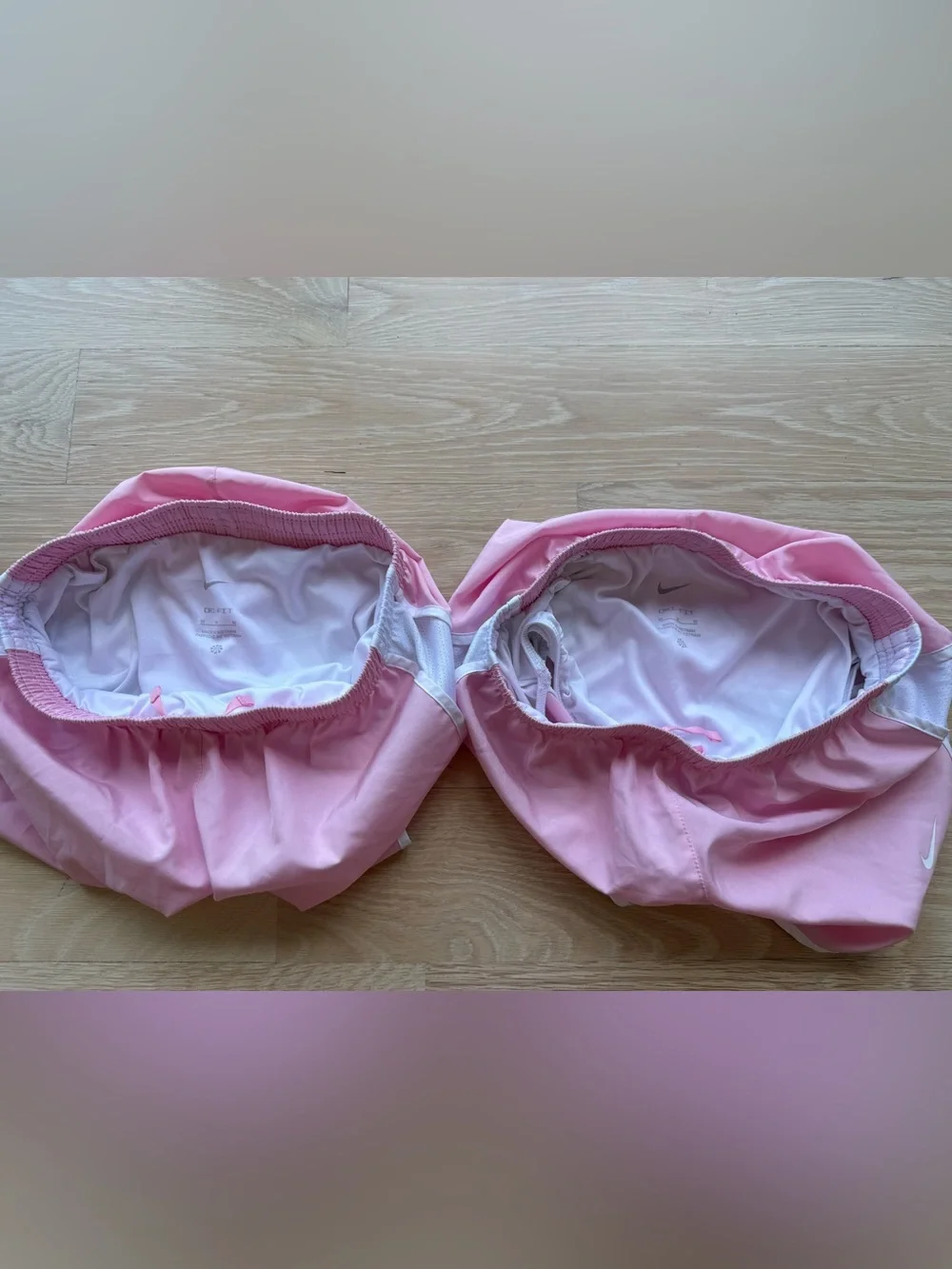 2 pair new Nike Pink Big Girls Tempo Shorts with White Trim unworn